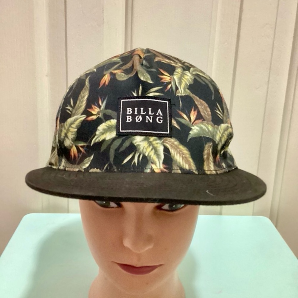 Billabong Floral Print Flat Brim Snapback Hat - Picture 1 of 7